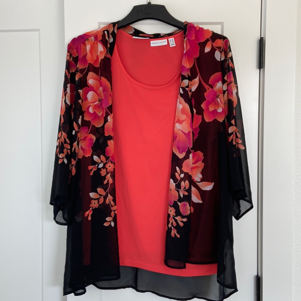 Susan Graver 2 piece lightweight Kimono and Tank